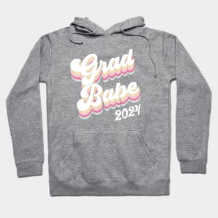 Grad Babe Class of 2024 Retro Vibes Graduation Hoodie